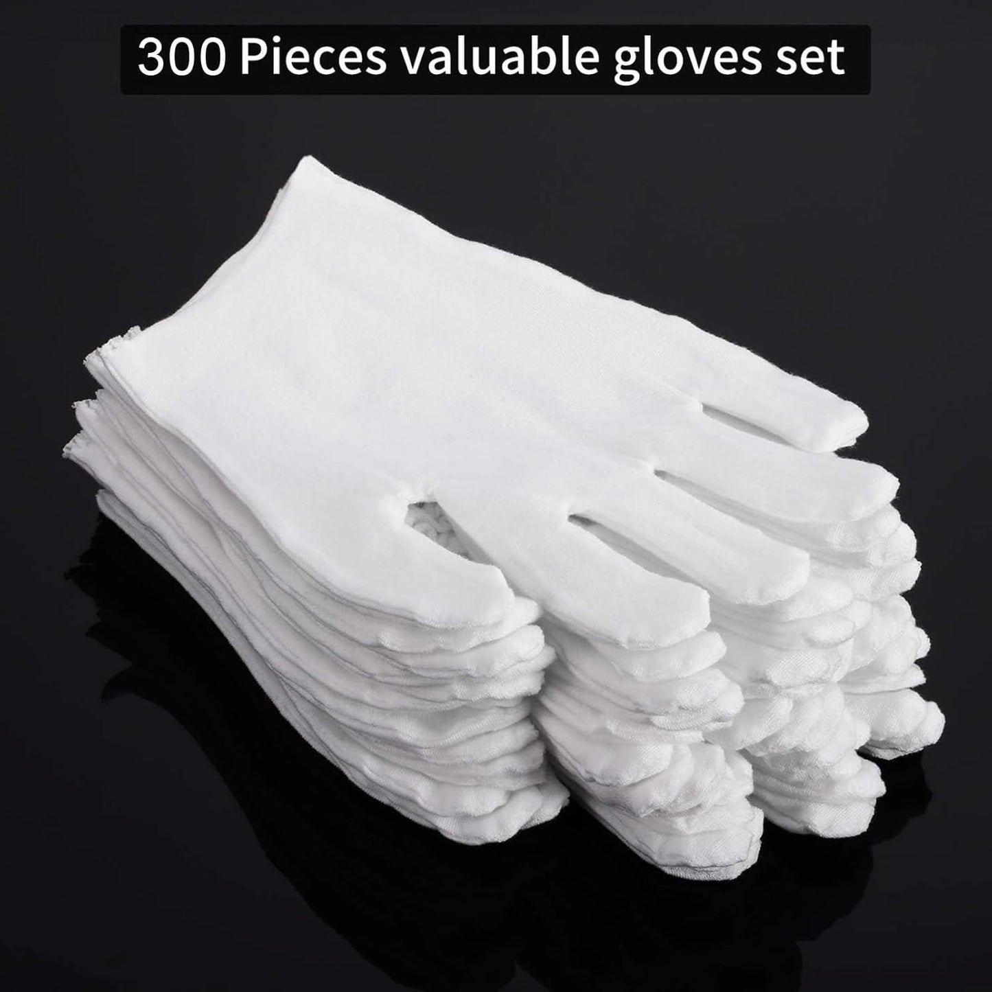 Frienda 300 Pcs Cotton Gloves Bulk Large Size for Men Women Inspection Gloves for Dry Hand Art Handling Coin Jewelry (XL)