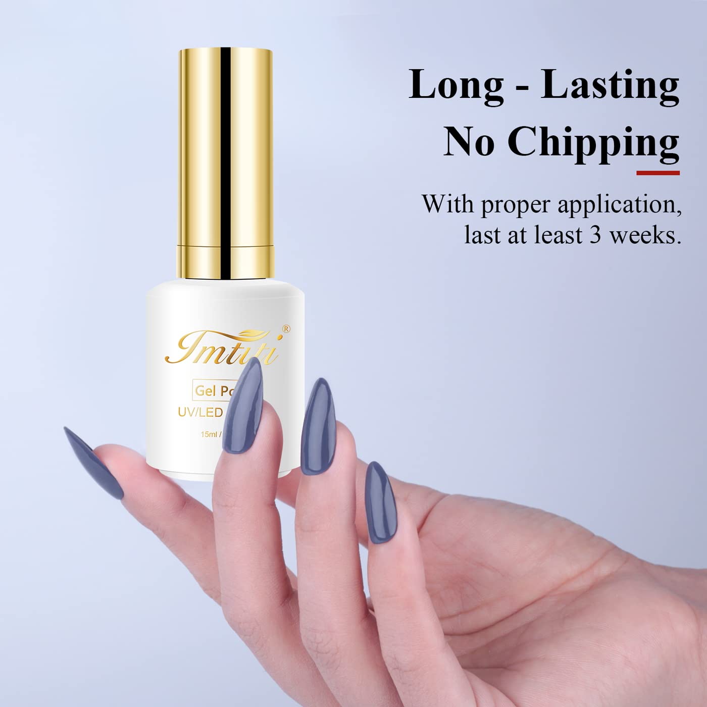 Imtiti Gel Nail Polish, 0.5 Fl Oz Lavender Grey Color Soak Off LED UV Polish for DIY Nail Art, Manicure Salon Kit for Women Girls
