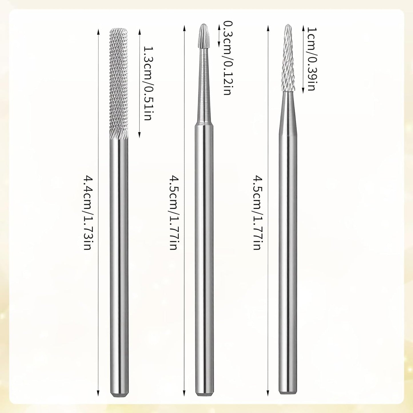 Nail Drill Bit Set, 3Pcs Carbide Cuticle Bit for Nails Drill, Professional Nail Buffer Bits for Manicure Pedicure Cuticle,Dead Skin Gel Polish Remover Tool, Nails Supplies for Home & Salon