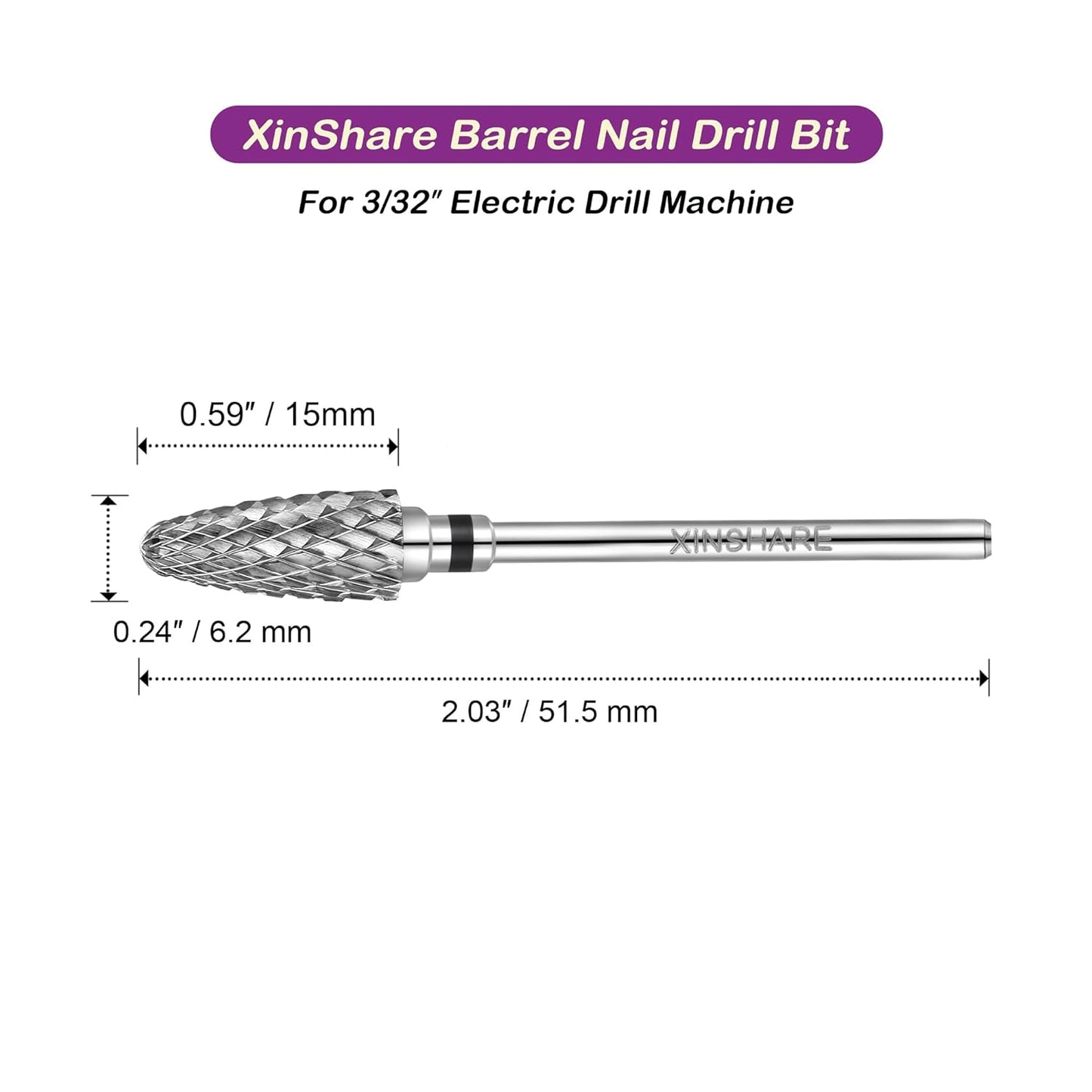 Nail Drill Bits 3/32" Carbide Professional Safety Tungsten Nail File Cone Drill Bit for Acrylic Nail Gel Cuticle cleaner Manicure Pedicure Nail Polishing, Beginner Salon, Extra Coarse
