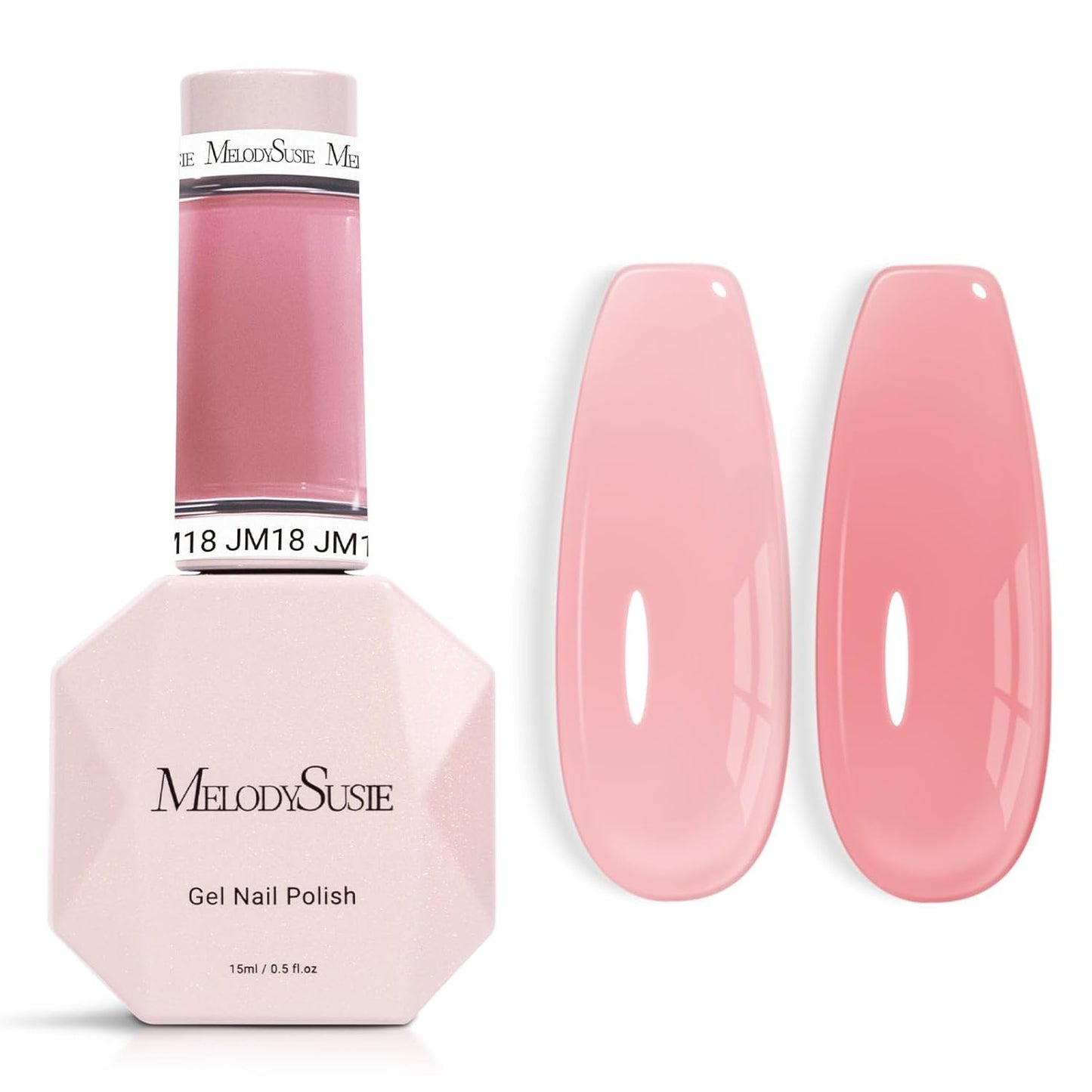 MelodySusie Jeweliver Gel Nail Polish, 0.5Fl.oz Rose Pink Milky Gel Polish Nude Pastel Color Soak Off UV LED Light Cure Gift for Women Manicure Nail Art DIY at Home JM18
