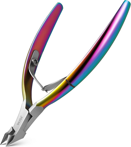 BEZOX Professional Cuticle Clipper with Tip Cover, Rainbow Finish, Stainless Steel Manicure Tool Cuticle Remover, 7mm Jaw, 1 Piece