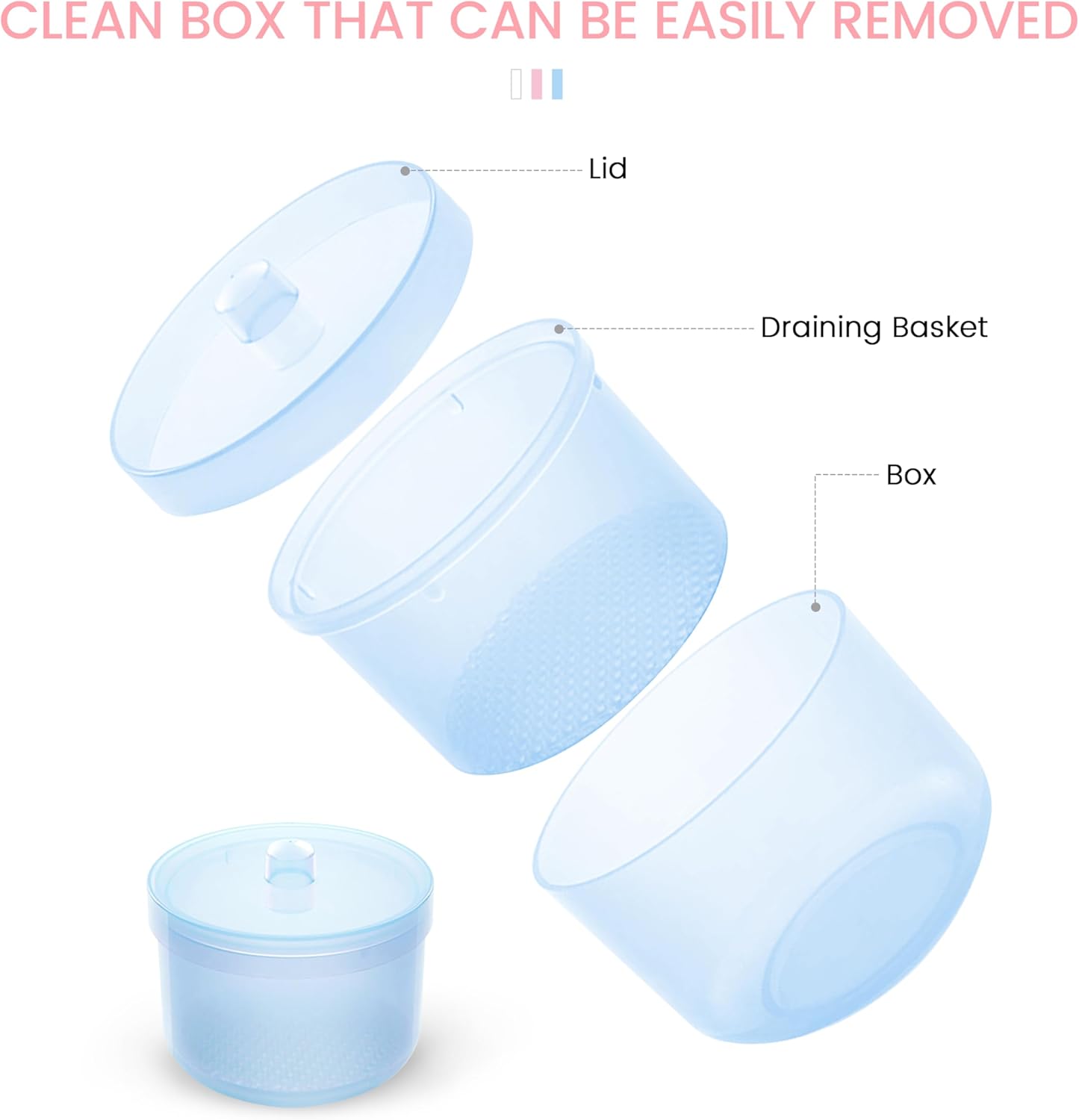 Nail Art Tools Cleaner Storage Box Nail Drill Bits Clipper Cutter Alcohol Soaking Cleaner Tweezers Accessories Clean Nail Tools (Blue)