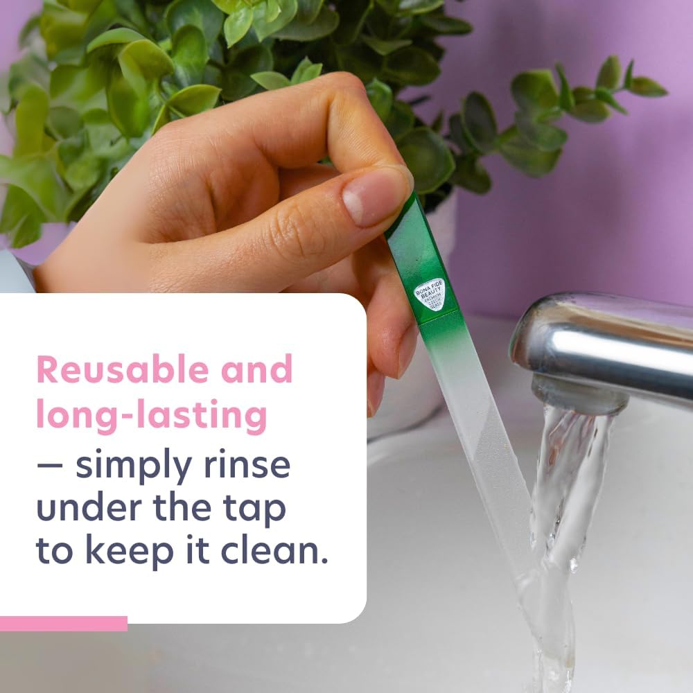 Bona Fide Beauty - Premium Czech Glass Nail File - Gentle, Durable & Professional Manicure Tool