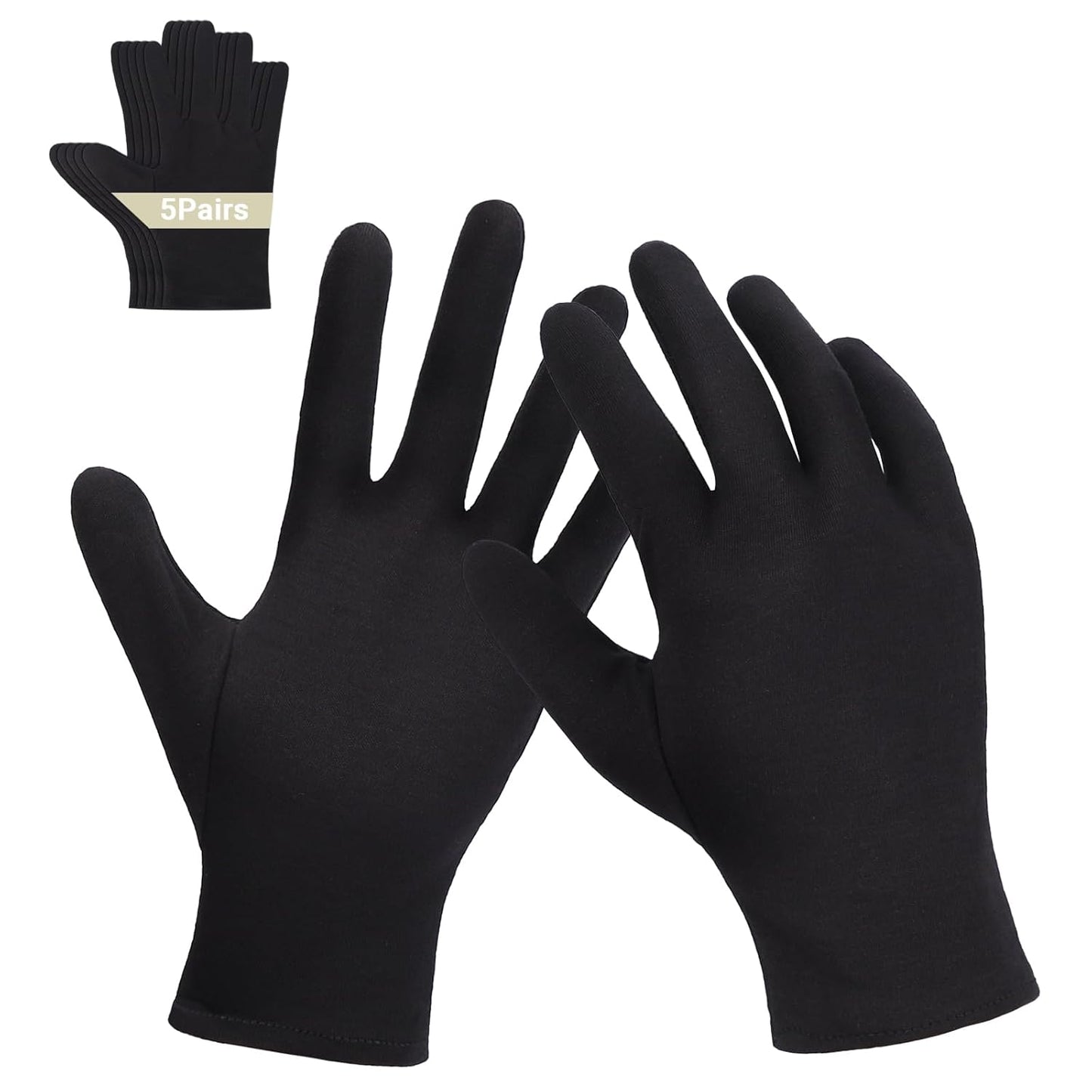 Archival Photo Gloves - 5 Pairs Black Work Gloves for Art Handling Working Photography Cloth Liners Bulk for Handling Jewelry, Film, Photo, Coin Collectors, Metal Inspection Men & Women