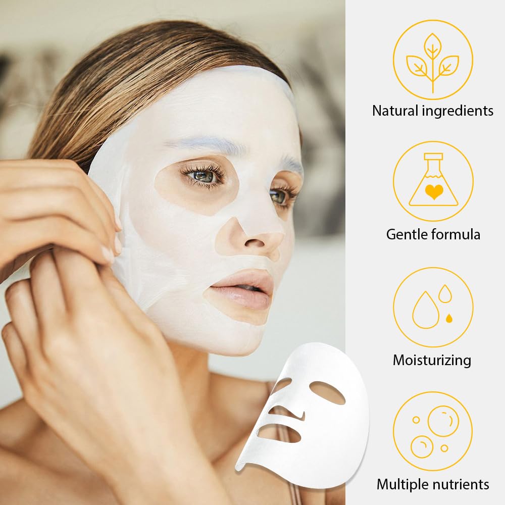 6 PCS Real Nature Hydrating Strawberry Cherry Peach Face Mask skincare, Hyaluronic Acid, Vitamin C and E, Chamomile, Korean Beauty Essence Facial Paper Sheet Mask for Skin Care Moisturizing