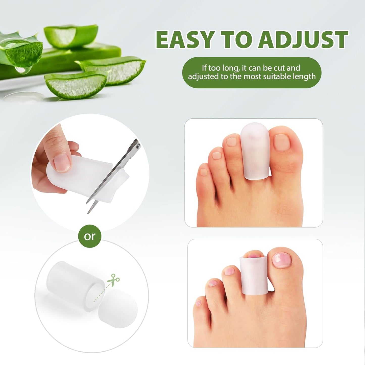 Bukihome Gel Big Toe Caps and Protectors - 8 Pack Silicone Toe Protectors with Aloe Vera Extract - Toe Sleeves Cushions for Women & Men - Protect Corns, Blister - Large
