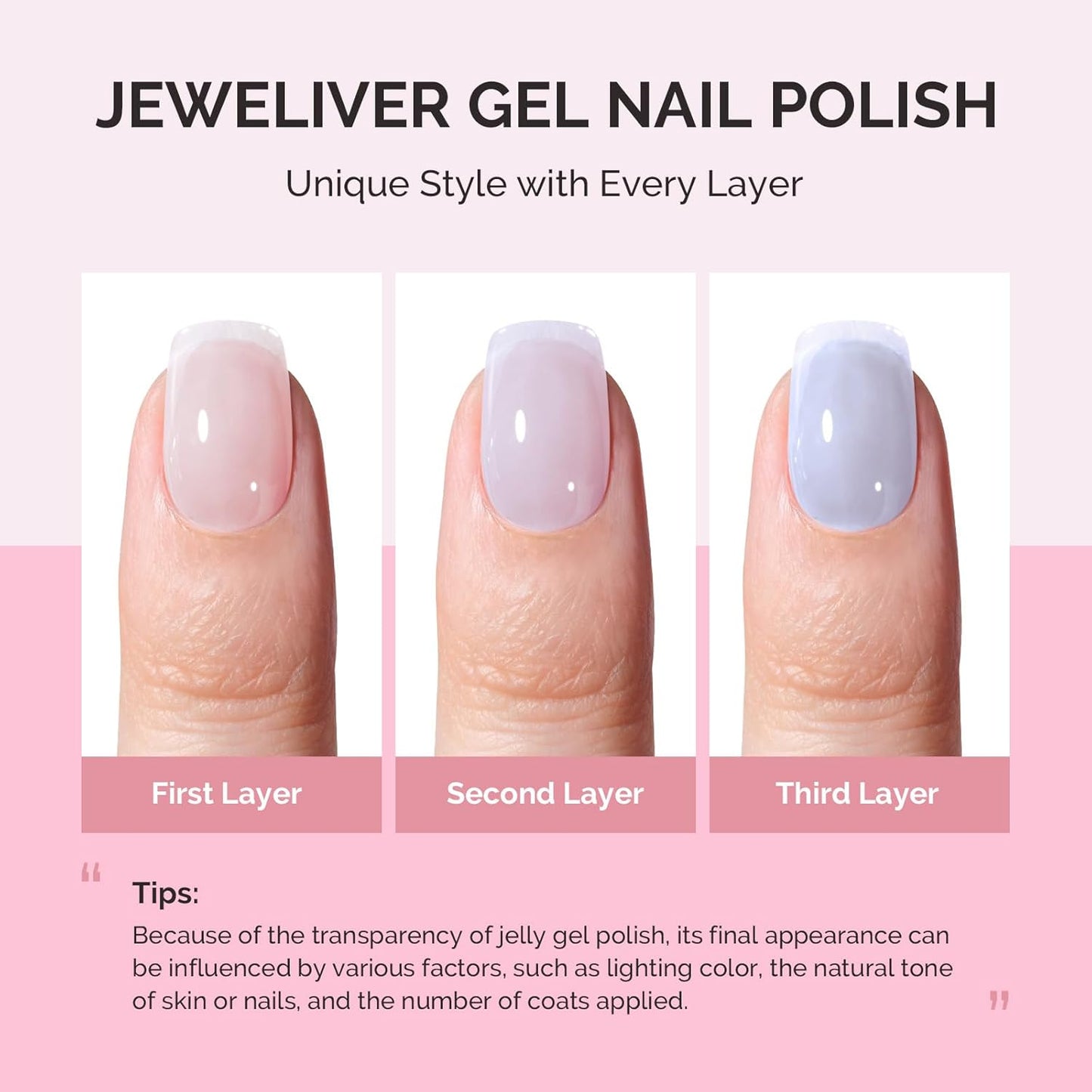 MelodySusie Jeweliver Gel Nail Polish, 0.5Fl Oz Light Blue Jelly Gel Polish Sheer Translucent Nude Soak Off UV LED Light Cure Spring Summer Colors Manicure Nail Art DIY at Home JM01