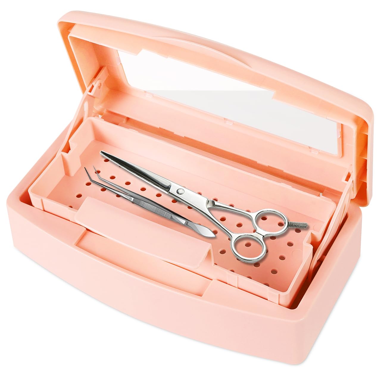 Gusnilo Sterilizer Box Nail Tool Barbicide Disinfectant Jar Plastic Disinfectant Container Suitable for Nail Tools Hair Salons Beauty Centers and Manicure and Nail Equipment(Orange)
