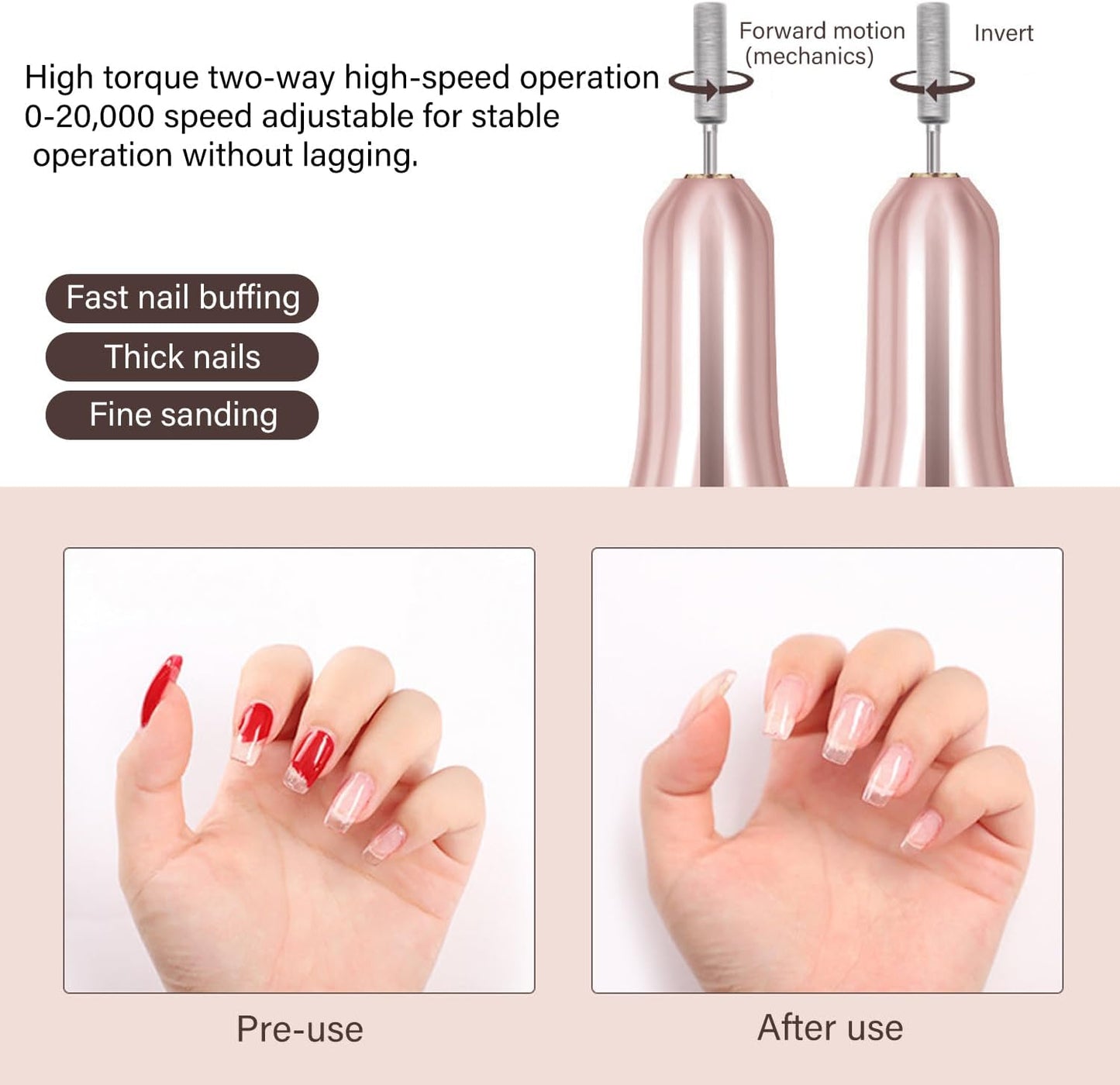 Electric Nail Drill Nail File for Acrylic Nail Gel Nail Manicure Pedicure Tools Nail Supplies for Home Salon