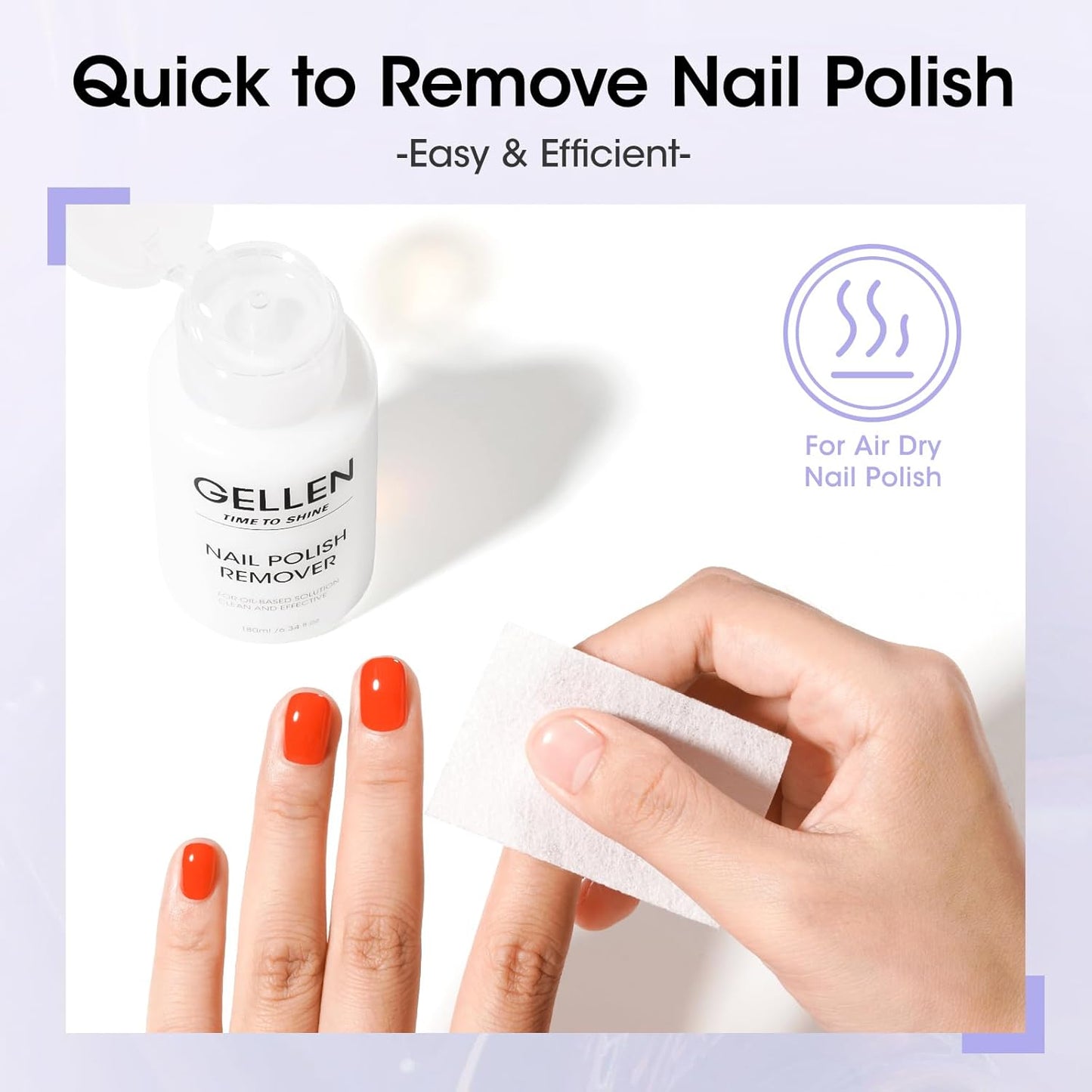 Gellen Nail Polish Remover Milk Scent, Acetone Free Nail Polish Remover for Quick Dry Nail Polishes, Gentle Fingernail Polish Remover, Ultra-Powerful Pump Design, 6.09 Fl Oz