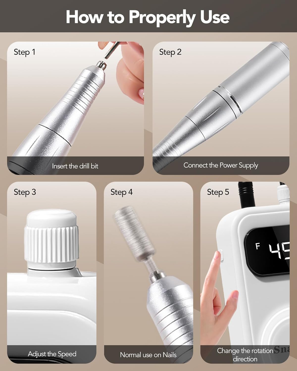 Portable Electric Nail Drill Kit & Nail Dust Collector,Nail Drill Professional 45000 RPM(with 12 Drill Bits & Accessories),3700RPM Vacuum Nail Dust Collector with Reusable Filter for Salon & Home