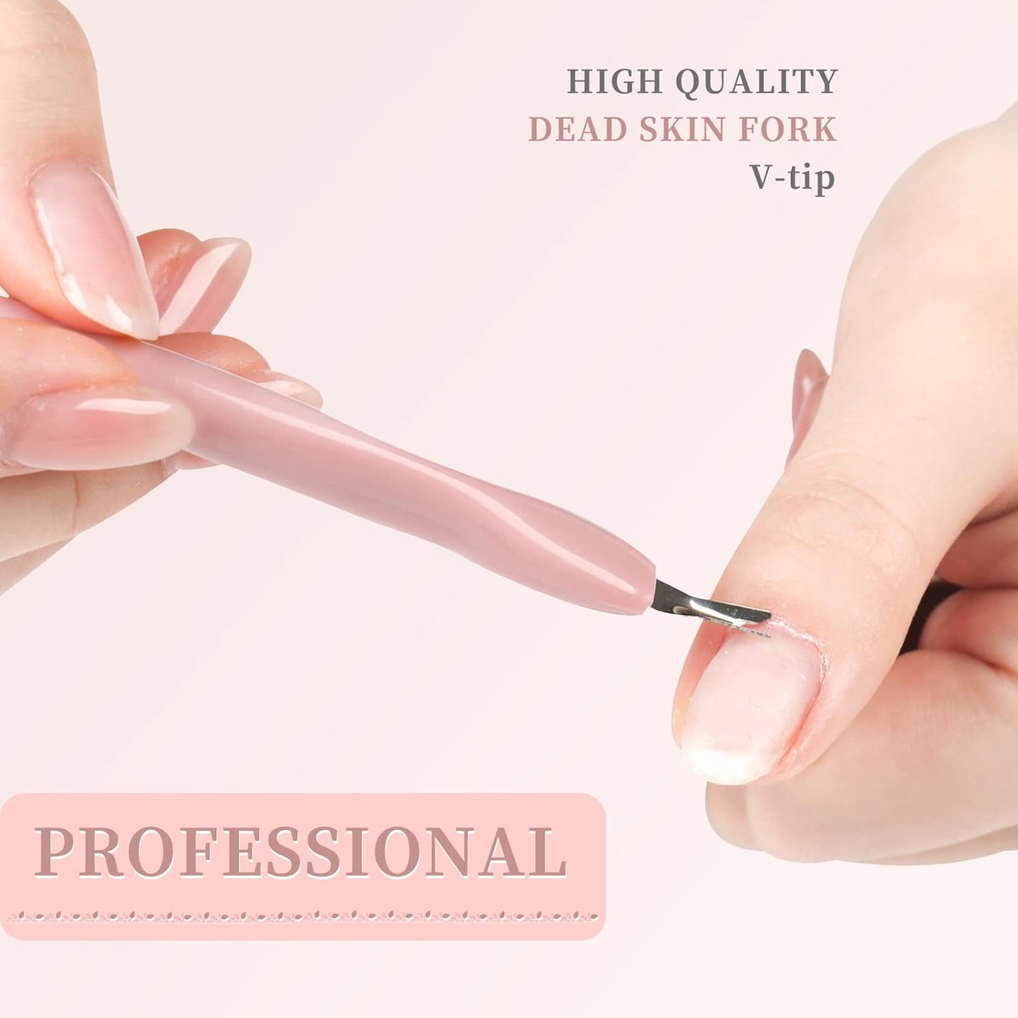 50Pcs Nail Cuticle Trimmer Rubber Nail Cleaner, Plastic Handle Cuticle Knife, Double End Nail Dead Skin Fork Cuticle Pusher Bulk Nail Art Cuticle Remover Tools for Girls Women and Men-Rose…