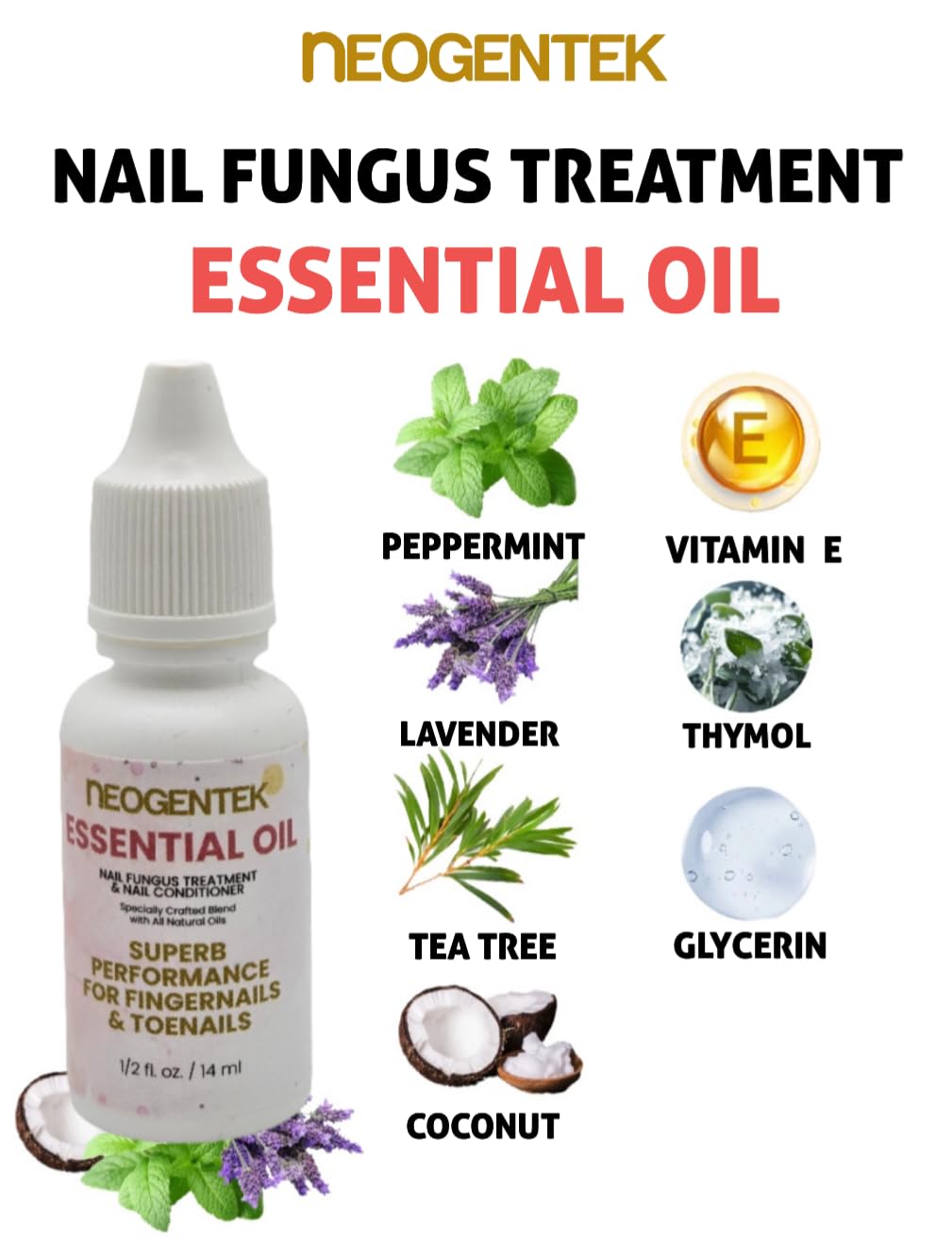 Essential Oil Fight Nail Fungus I Made in USA | Pure Natural Ingredients I Ultimate Strength Superb Performance | Promotes Healthy Nail | Renew | Restore Weak & Discolored Nails 14 ML