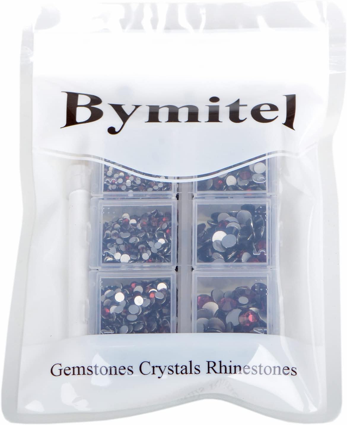 Bymitel 5000 Pieces 6 Mixed Sizes Glue Fix on Glass Rhinestones Round Crystal Gems Flatback for DIY Jewelry Making with one Picking Pen(6-Sizes 5000PCS, Amethyst)