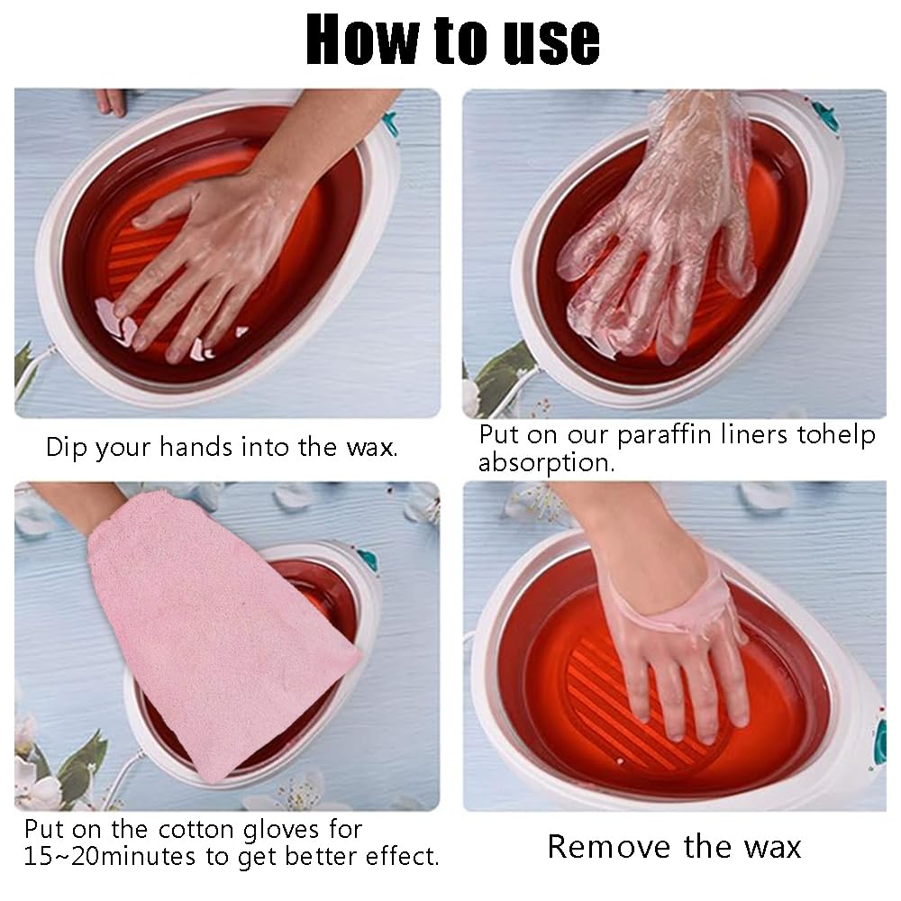 Paraffin Wax Mitts for Hand,Paraffin Heated Hand SPA Mittens for Women,Gloves Moisturizing Cracked Hot Wax Hand Thermal Treatment Wax Accessories,Pink