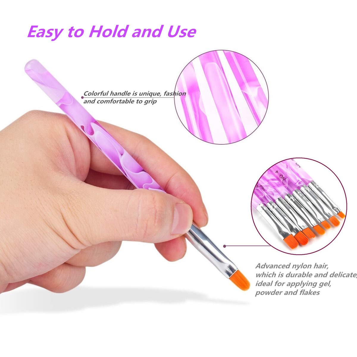 12Pcs Nail Dotting Tools Set, 5 Pcs Double-end Nail Dotting Pen and 7 Pcs Nail Art Painting Brushes