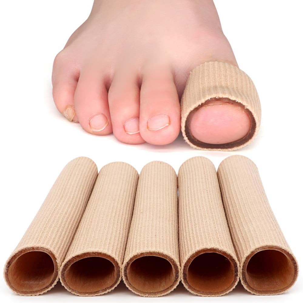 Dr. Foot's Toe Tubes-3 Pcs-Fabric Sleeve Protectors with Gel Lining Pad The Toes to Prevent Corn, Callus & Blister-Bunions Sore Corns Hammertoes Gel Toe Separators Protector