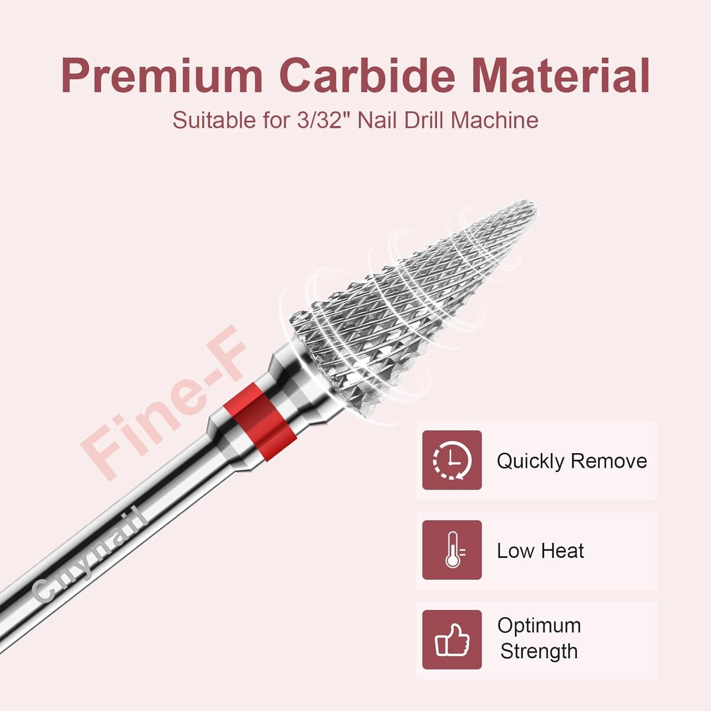 3/32" 2PCS Clean Umberllas Bits Fine Grit Carbide Cuticle Cleaner Bit for Electric Nail Drills – Professional Manicure Tool for Nail Salons and Home Use (F Grit. Silver)