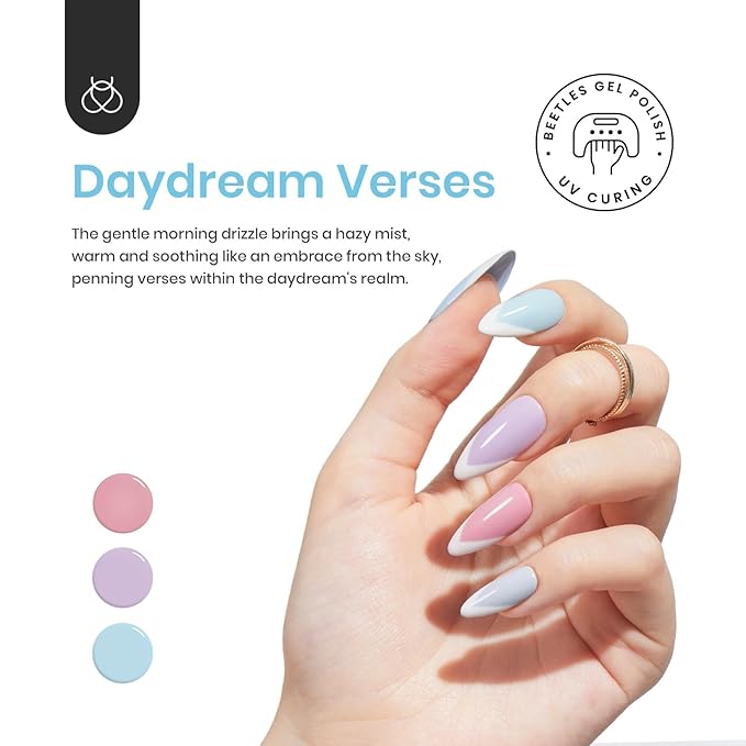 beetles Gel Polish Daydream Verses - Pastel Christmas Gel Nail Polish Set Nude Pink White Blue 6 Colors Soak Off UV LED Needed DIY Manicure Kit Gifts for Women Girls