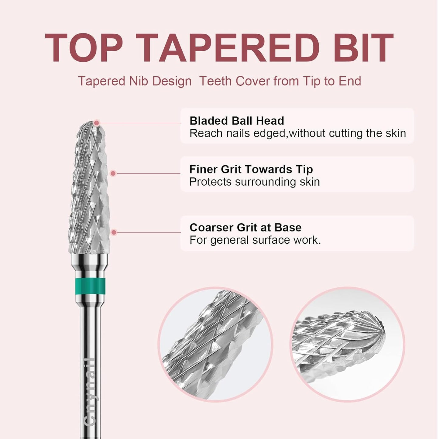 3/32" 2PCS Clean Cone Bits Coarse Grit Carbide Cuticle Cleaner Bit for Electric Nail Drills – Professional Manicure Tool for Nail Salons and Home Use (C Grit. Silver)