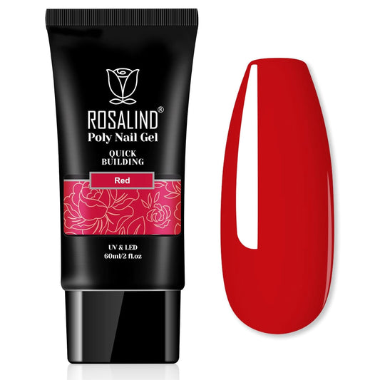 ROSALIND 2 oz Red Poly Nail Gel, Big Tubes Builder Red Gel for Nail Art Decoration, Nail Thickening Poly Nail Gel Easy to DIY Use at Home Need UV Lamp