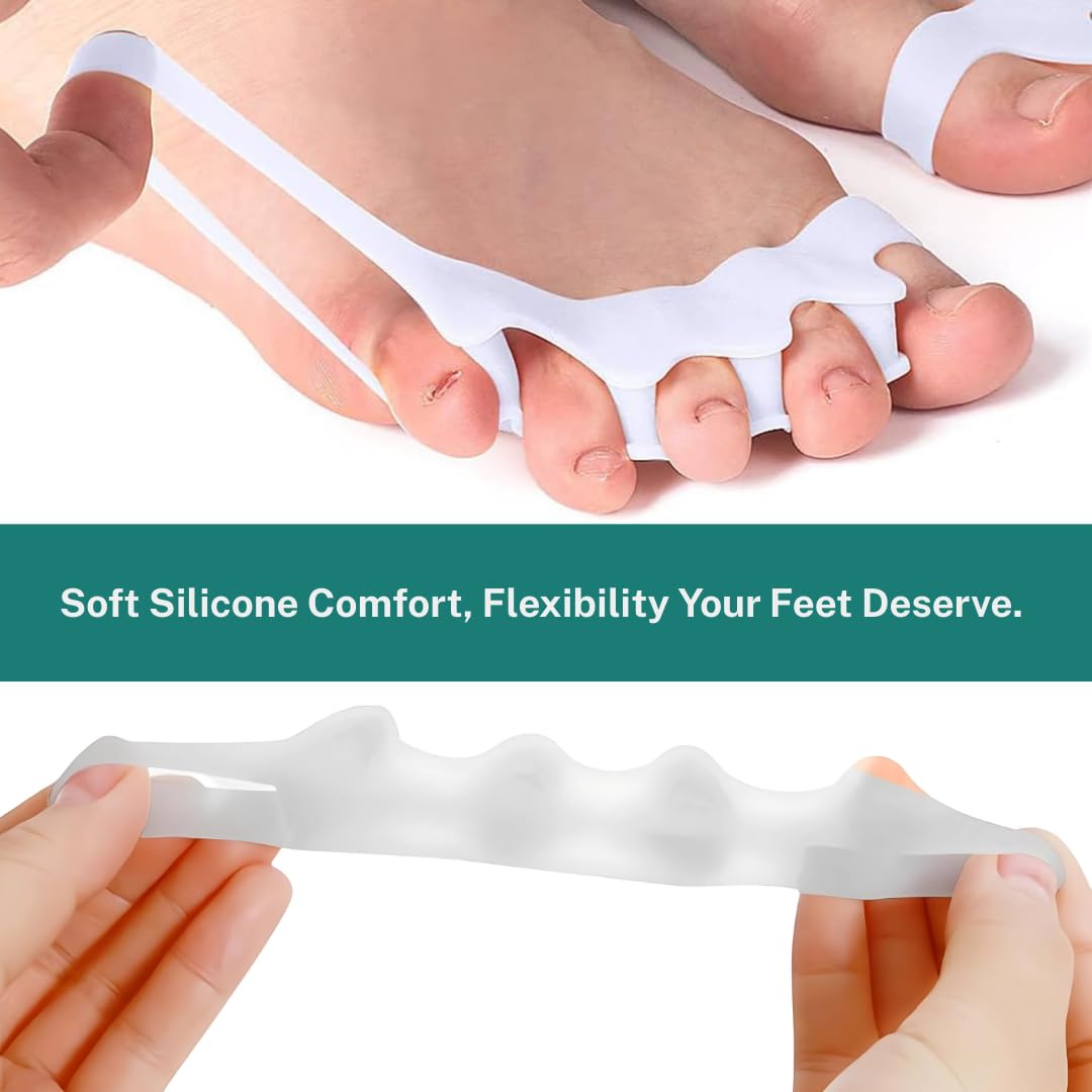 6 Pcs Silicone Toe Separators & Toe Spacers for Men & Women Gel Toe Separators for Overlapping Toes Bunions & Bent Toes Toe Spreader & Toe Stretcher for Alignment, Pain Relief Balance & Relaxation