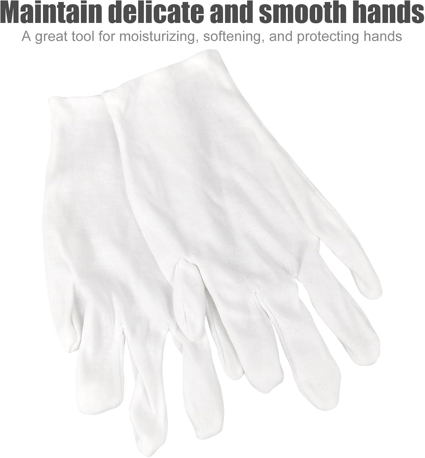 3 Pairs(6Pcs) Cotton Gloves for Eczema and Dry Hands, Moisturizing Gloves, Work Gloves for Men, Women, SPA, Jewelry Inspection (White, 3 Pairs)
