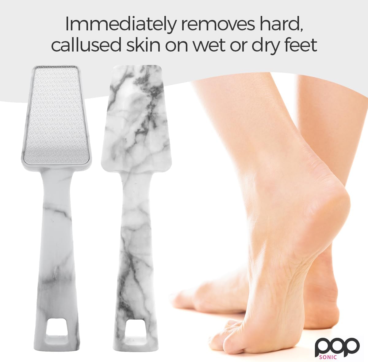 Pop Sonic Nano Glass Foot File (1 Unit) | Foot Callous Removal for Smooth, Soft Feet | Foot Scraper for Dead Skin Remover | Perfect Pedicure Tools at Home or Salon Use (Marble)