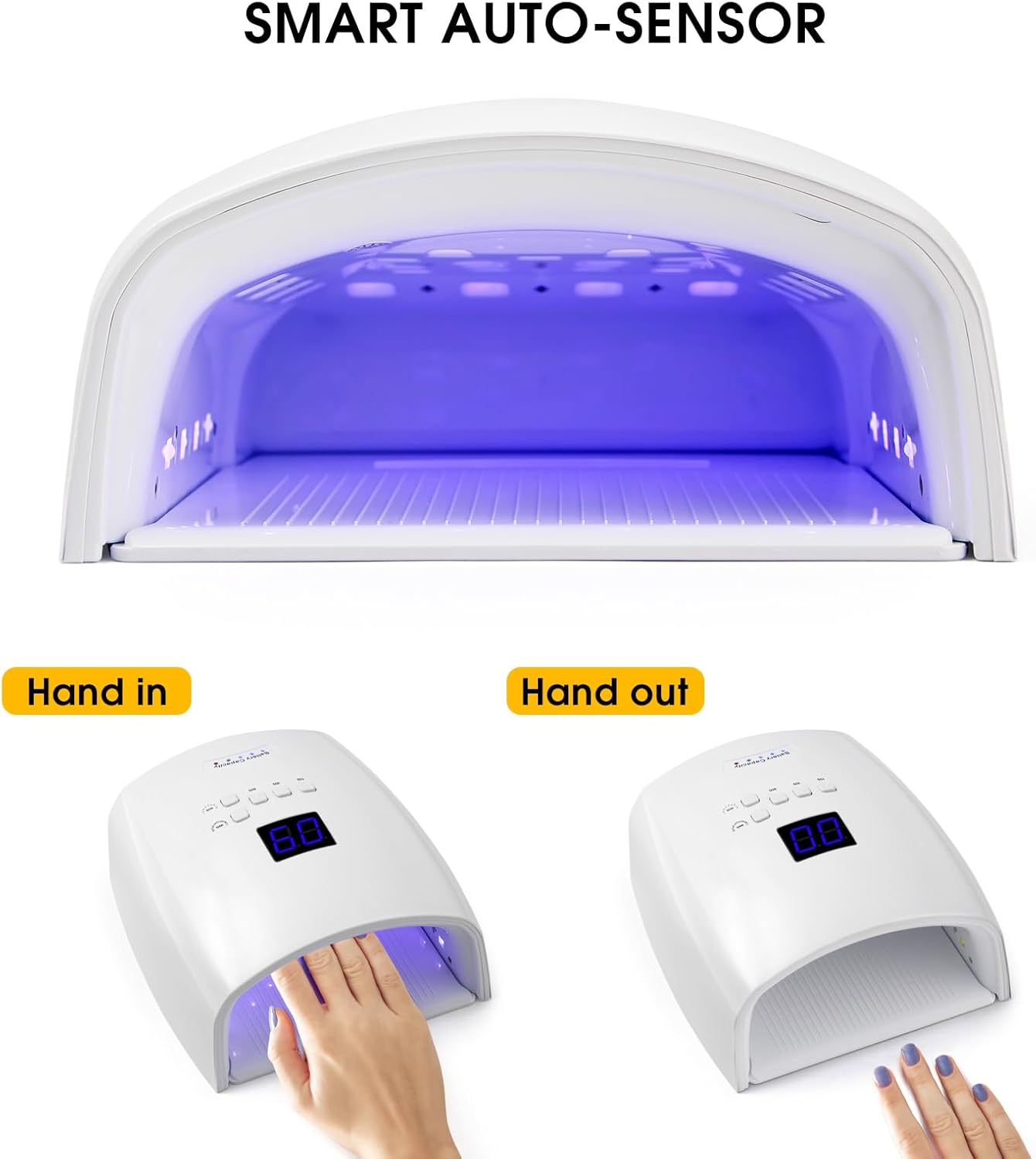 48W Professional Rechargeable UV/LED Nail Lamp, Cordless Gel Nail Dryer with Auto Sensor & Digital Display, 4 Timer Setting Quick Curing Light for Home Salon