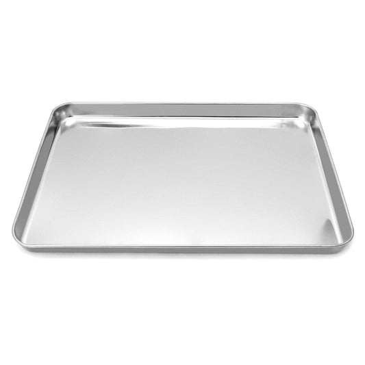 QWORK Stainless Steel Surgical Tray, for Medical Instruments, Tattoo, Surgical Supplies, 15 3/4"×11-13/16"×15/16", Flat Bottom Tray