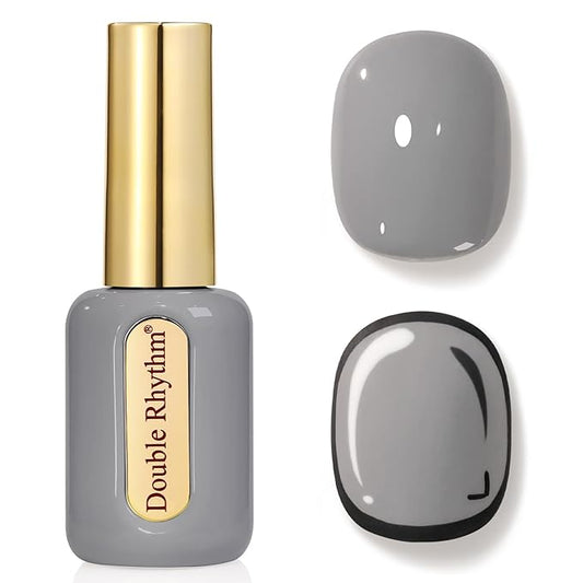 Double Rhythm 0.50 OZ Gel Polish Hema Free Same Color Same Bottle Golden Round Translucent Neutral Natural Milky 15 ML Jelly UV Polish Art DIY at Home (Gray-C1566)