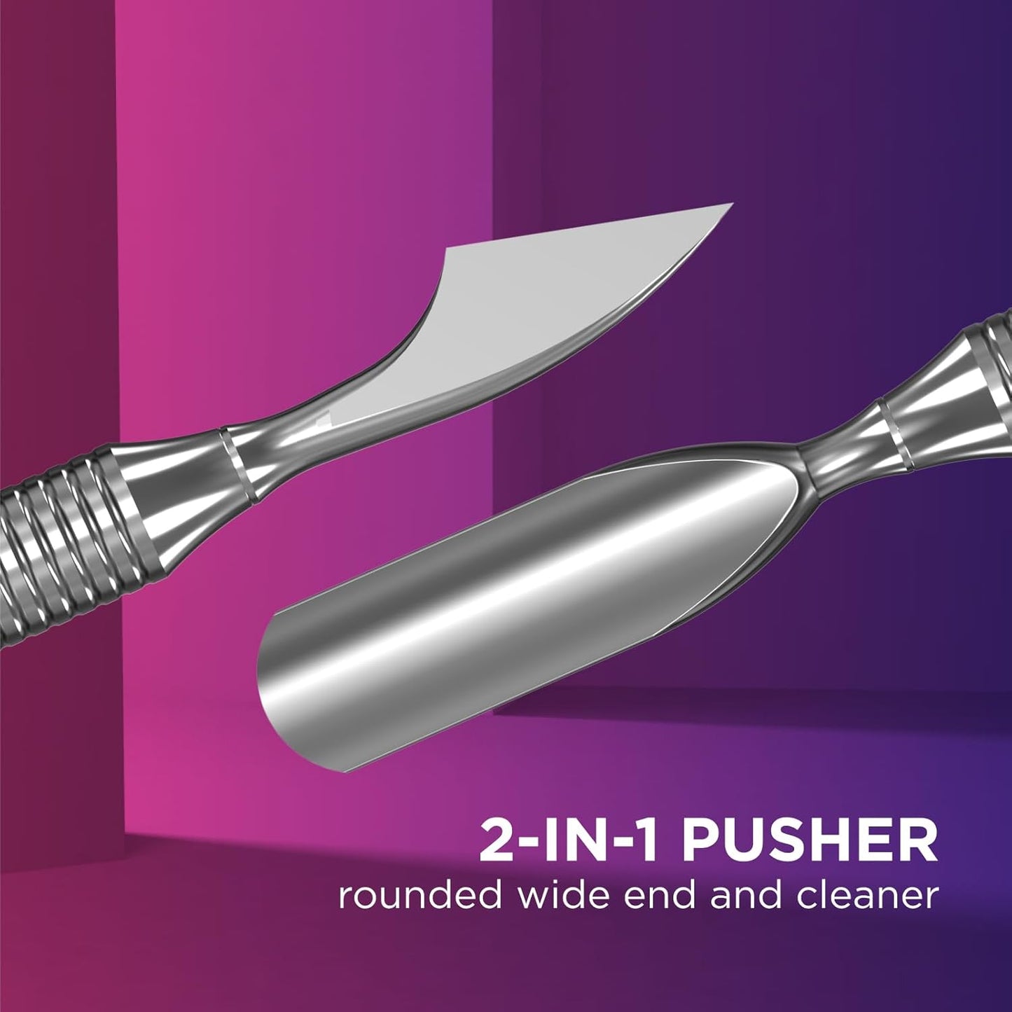 Staleks Pro Manicure Pusher Expert 30 Type 3 – Rounded Wide Pusher and Cleaner – Stainless Steel – Professional Cuticle Tool