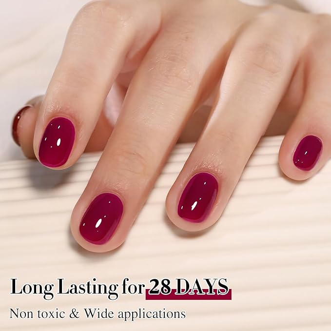 Double Rhythm 0.50 OZ Gel Polish Hema Free Same Color Same Bottle Golden Round Translucent Neutral Natural Milky 15 ML Jelly UV Polish Art DIY at Home (Purple Red-C1562)