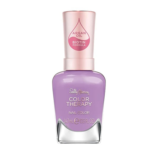 Sally Hansen Color Therapy Nail Polish | Biotin, Argan Oil, Long Lasting, Healthy Nails, Nail Strengthener, Opaque | 385 Pamper Me Purple | Purple Nail Color