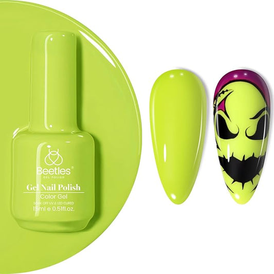 Beetles Light Green Gel Nail Polish - Halloween Chartreuse Green Color Gel Polish Soak Off UV LED Nail Art Design Manicure Salon DIY 1Pcs 15ml