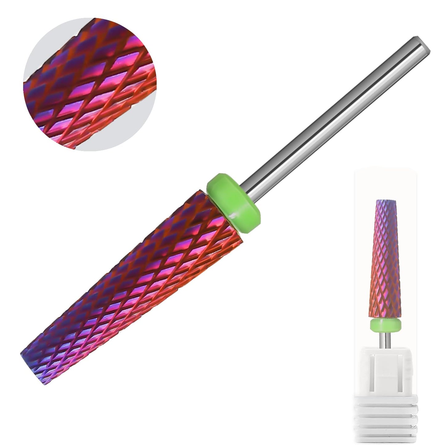 Super Long 5 in 1 Nail Drill Bits,Two Way Rotary Nail Cleaner Carbide Tungsten Nail Bits, Suitable for Manicure Pedicure Cuticle Gel Polishing Acrylic Hard Gels (Purple, Coarse-C)