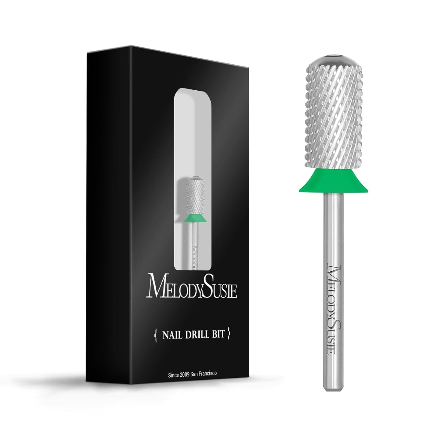 MelodySusie Safety Nail Drill Bits, 3/32'' Smooth Round Top Large Barrel Carbide Bits, Suitable for Manicure Pedicure Cuticle Gel Polishing, Beginners Bits, Silver, Series Bit-S, Coarse