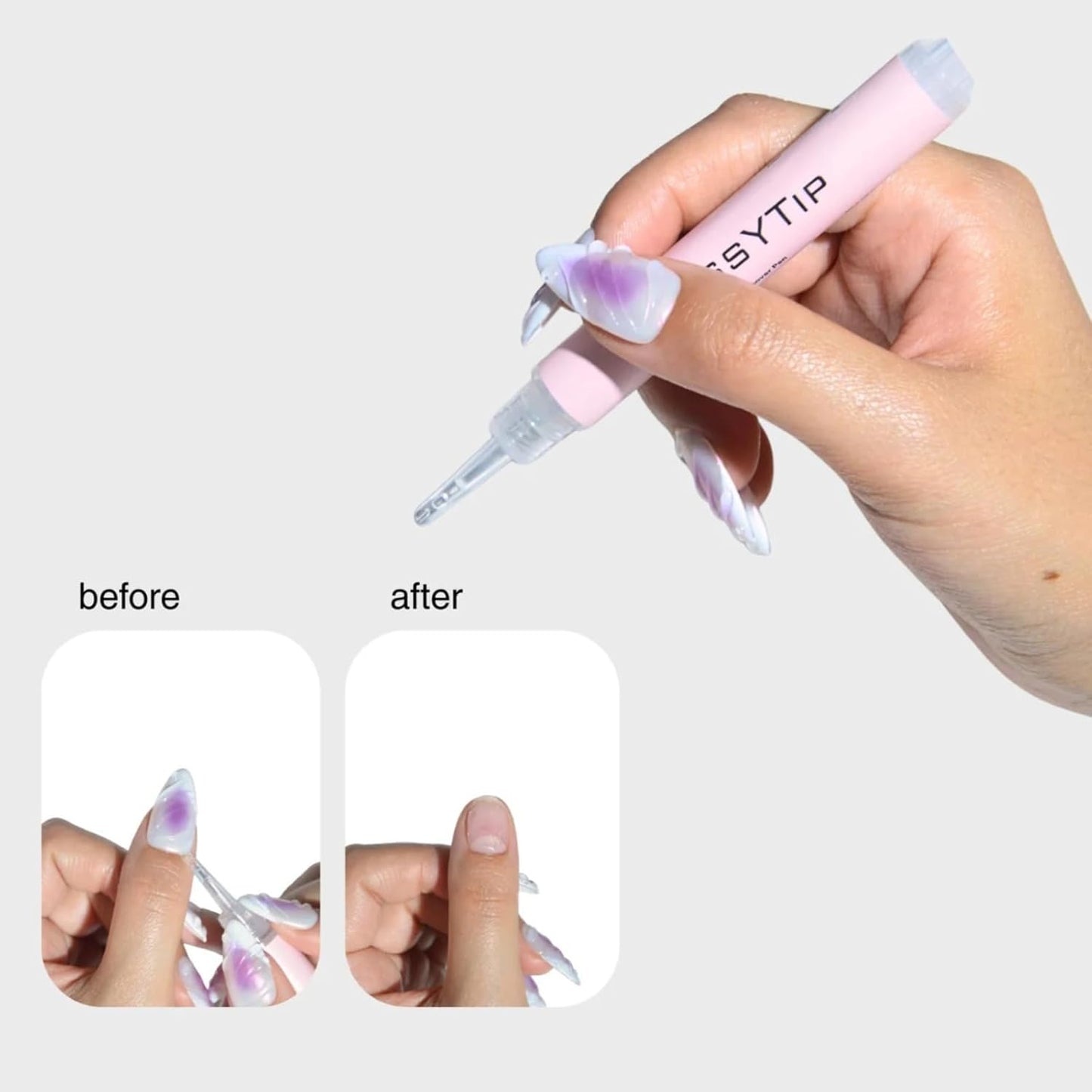 Nail Glue Remover Pen for Press On Nails, Portable Fast-Acting Jojoba Oil Formula, Acetone-Free, At-Home & Travel Care 2ml/0.11fl. oz. (4 Pcs Nail Glue Remover Pens)