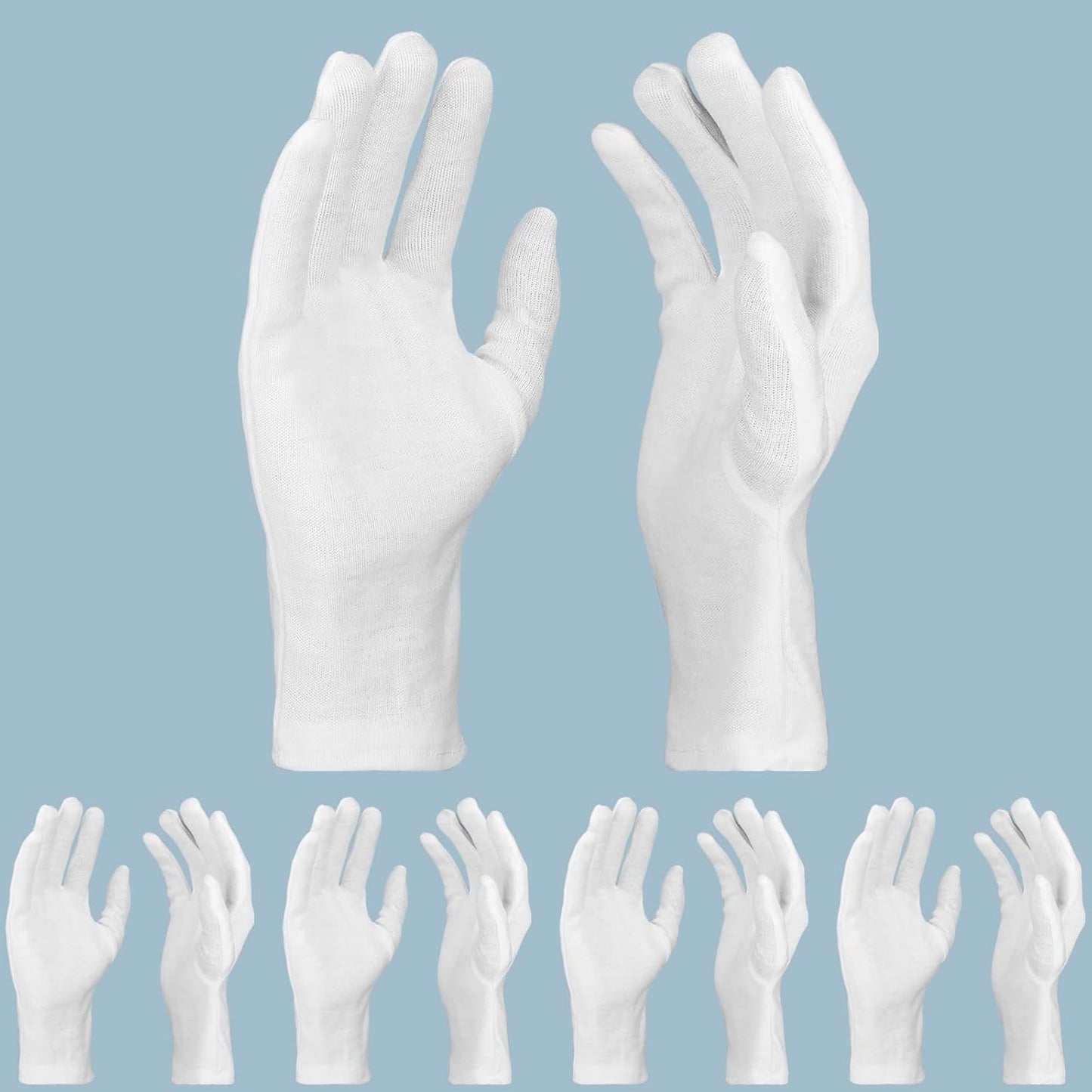 5 Pairs Archival Photo Gloves, White X-Large Work Gloves For Handling Art Working Photography Men & Womens Cloth Gloves Liners Bulk for Handling Jewelry, Film, Photo, Coin Metal Inspection