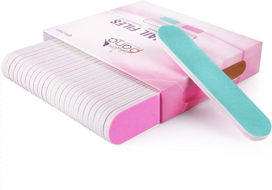 25PCS Mini Size PANA Professional Double Sided Nail Files - Pink&Teal, 180/240 Grit - Emery Board Nail Buffering File Manicure Pedicure Nail Polisher Washable