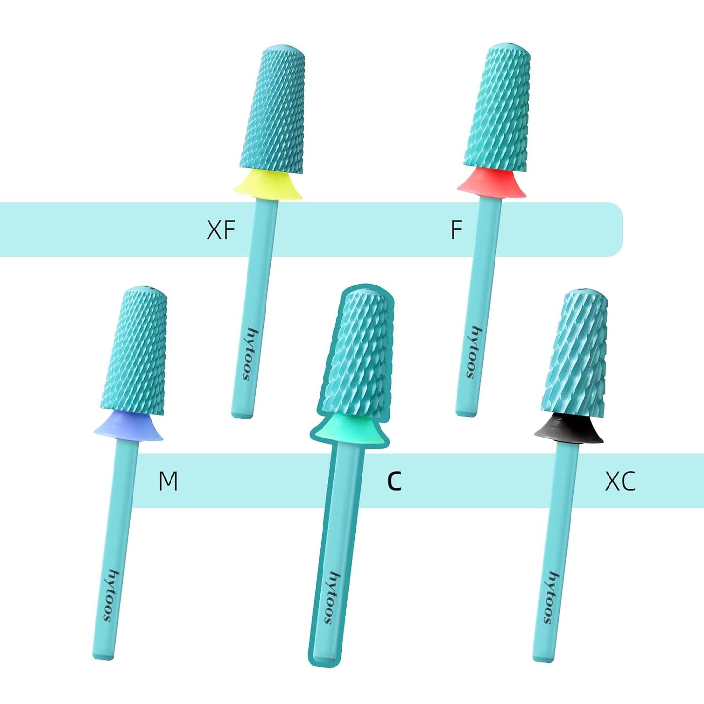 Safety Tapered Nail Drill Bit, Green Coated Tungsten Carbide Rounded Barrel Nail Bits for Thick Gel & Acrylic Removal, Manicure Tools Pro Electric File Drill Accessories, C