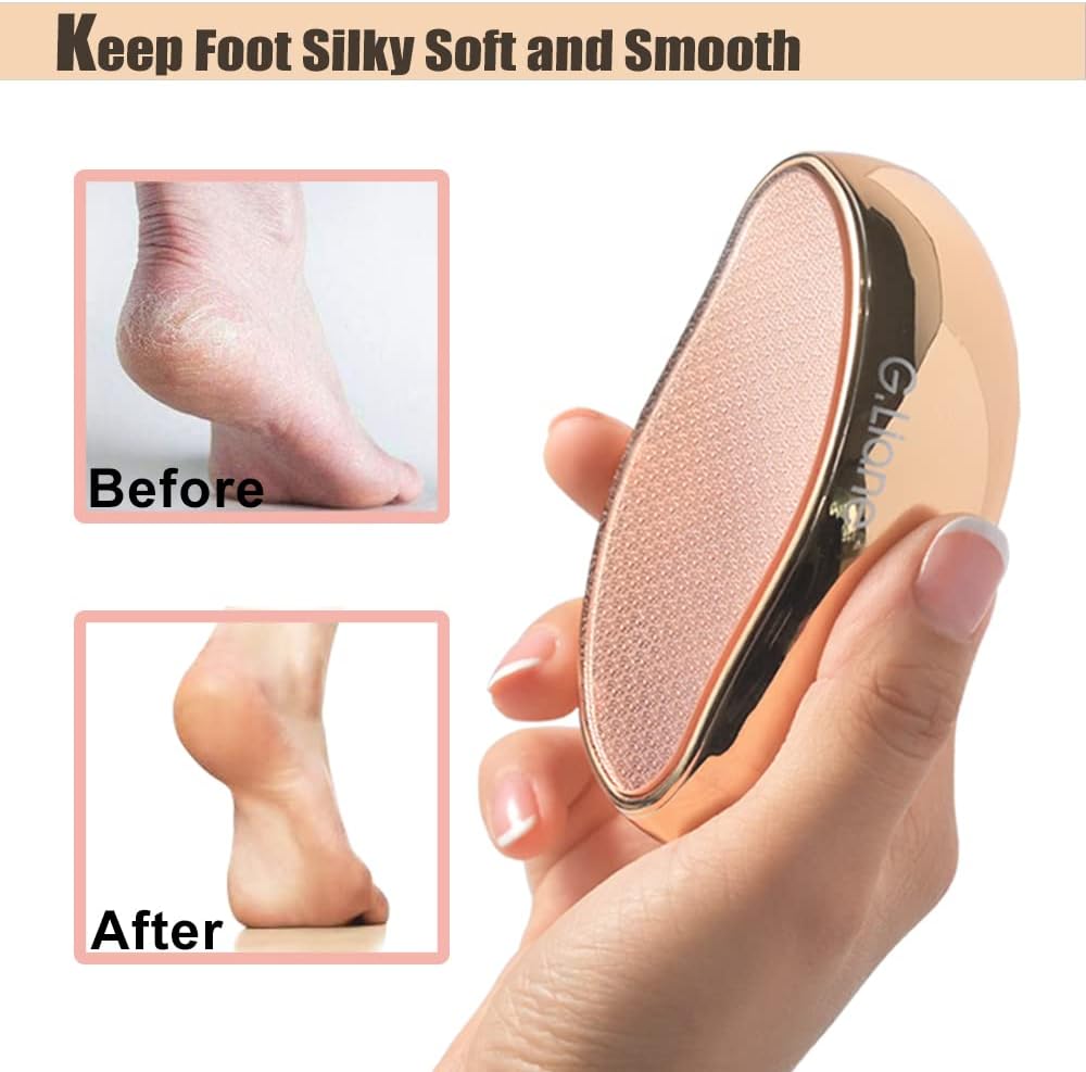 Nano Glass Foot File Callus Remover - Crystal Glass Pedicure Foot Care Foot Scrubber Painless Dry and Wet Use for Hard Skin Calluses Removal (Gold)