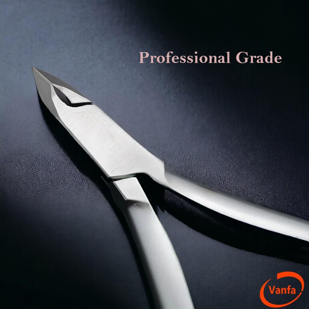 Vanfa Cuticle Nippers, Cuticle Trimmer, Professional Cuticle Cutter - Extremely Sharp - Stainless Steel - Square Head - Single Spring - VF05 Jaw #14 (Pack of 1)