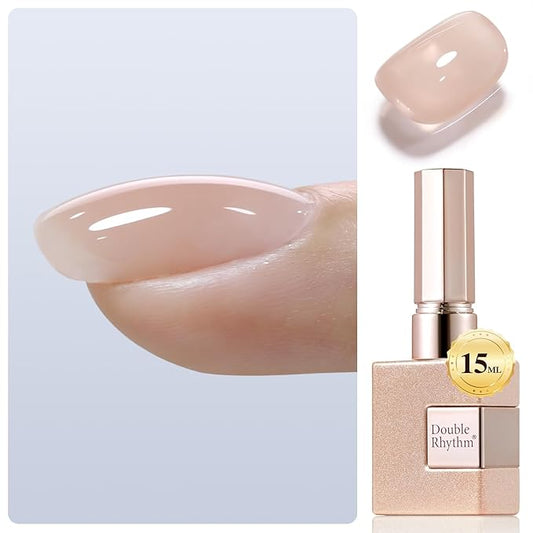 Double Rhythm Clear Gel Nail Polish 15ml Nail Strengthener Builder in a Bottle Nail Extension Hard Gel Soak Off Long Lasting UV Gel (Baby Nude 8 in 1-9)