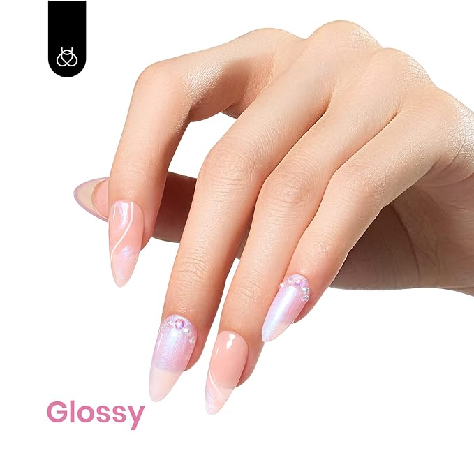 Beetles Baby Pink Gel Polish - 15ml Shimmer Nail Polish Pearl Gel Polish Blue Glitter Nail Gel Soak Off Uv LED Nail Lamp Nail Art Manicure Salon DIY Home