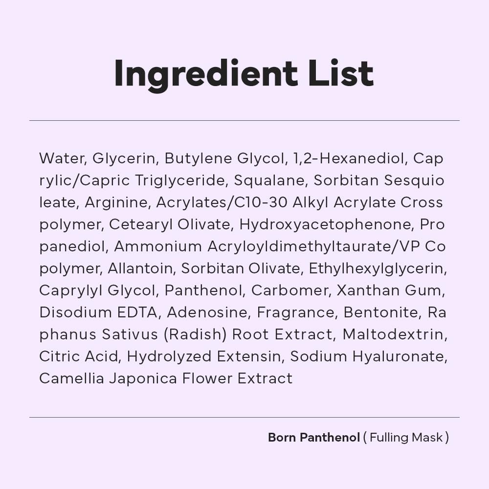 SAM'U Born Panthenol Fulling Mask – Korean Facial Sheet Mask with Plant-based collagen & Squalane For Nourishing care – Hydration & Nutrition Face Mask, Korean Glass Skin Care Face Mask (5 Sheets)
