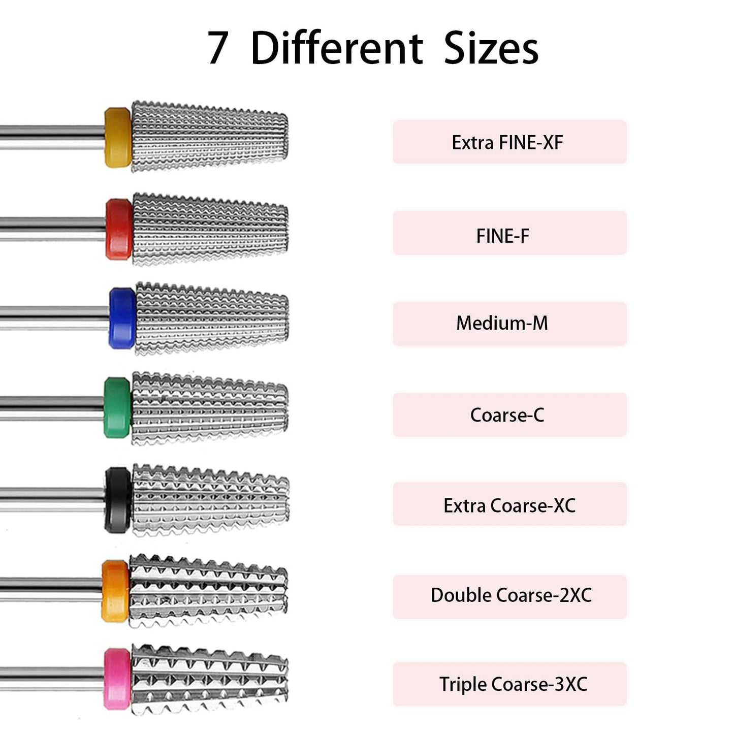 5 in 1 Nail Drill Bits Carbide Rotary Bit,3/32" Shank Nail Cutter,Left and Right Handed Use Milling Cutter Gel Remover Tools (2XC)