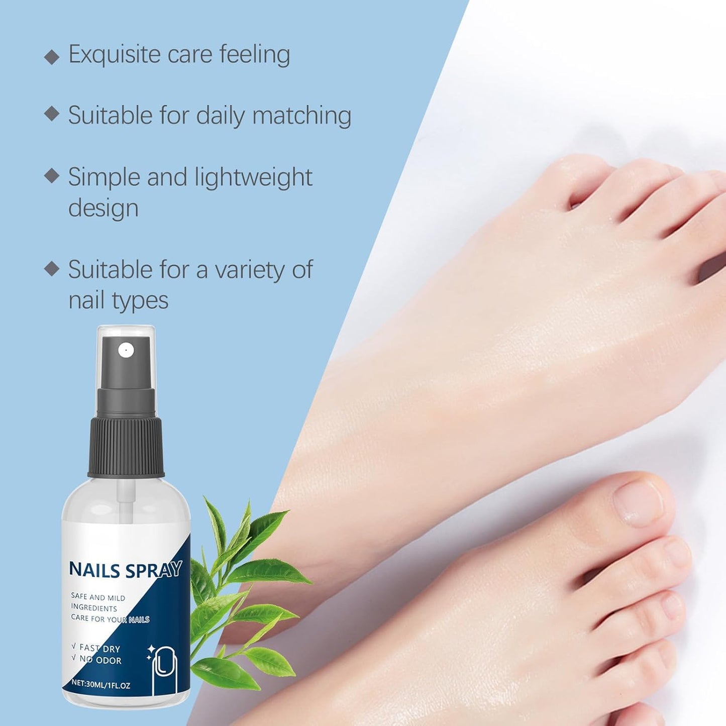 Nails Spray Fast-Drying Nail Care Moisturizer with No Odor Formula for Men & Women, Safe Mild Ingredients, 30ml/1fl oz