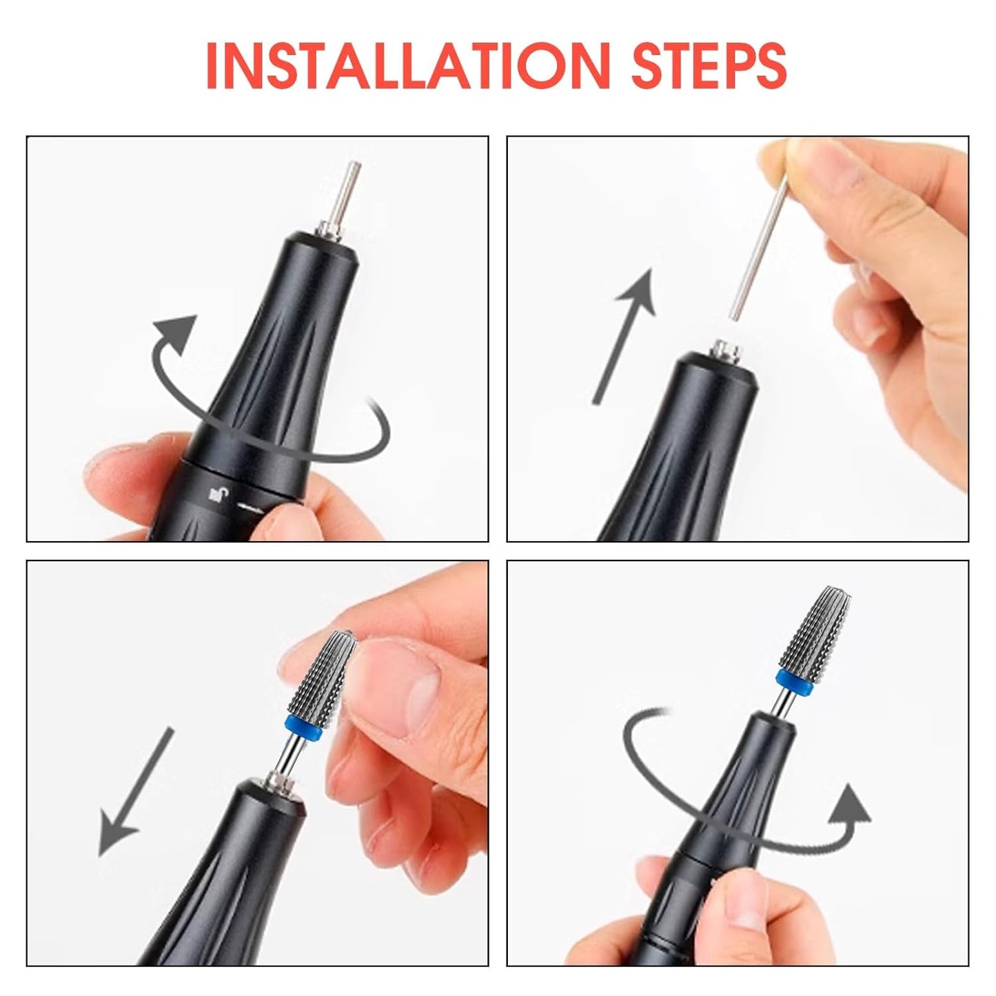 3/32" 5 in 1 Professional Carbide Nail Drill Bits Sets, 2 Pack Tungsten Safety Drill Bits Tech, Cuticle Bit Fast Remove for Manicurist Nail Salon Manicure Pedicure Gel Polishing (2 Shapes)